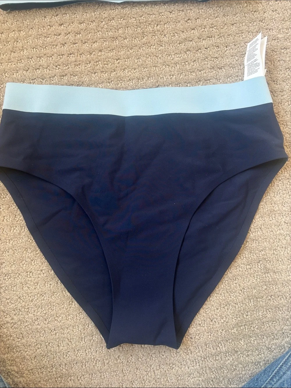NWT Cupshe Navy and Light Blue High-Waist Sporty Bikini Set - Picture 7 of 9